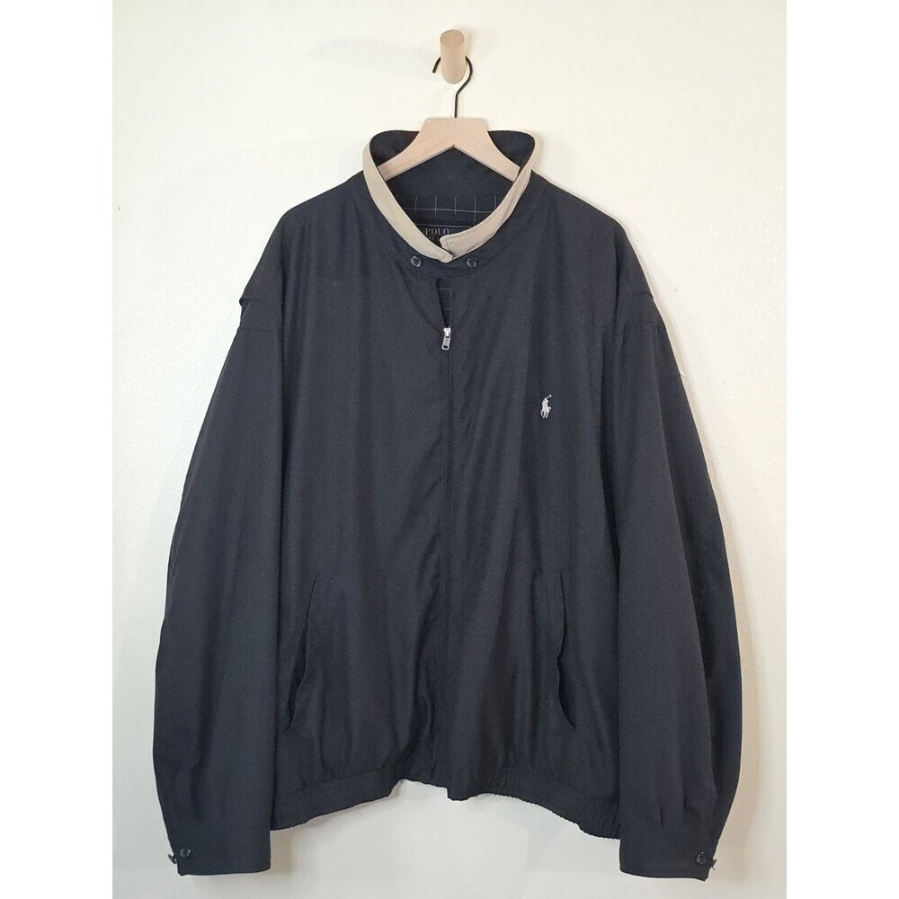 Polo Ralph Lauren Harrington Jacket Mens 5XB Big Bi Swing Full Zip Black Plaid